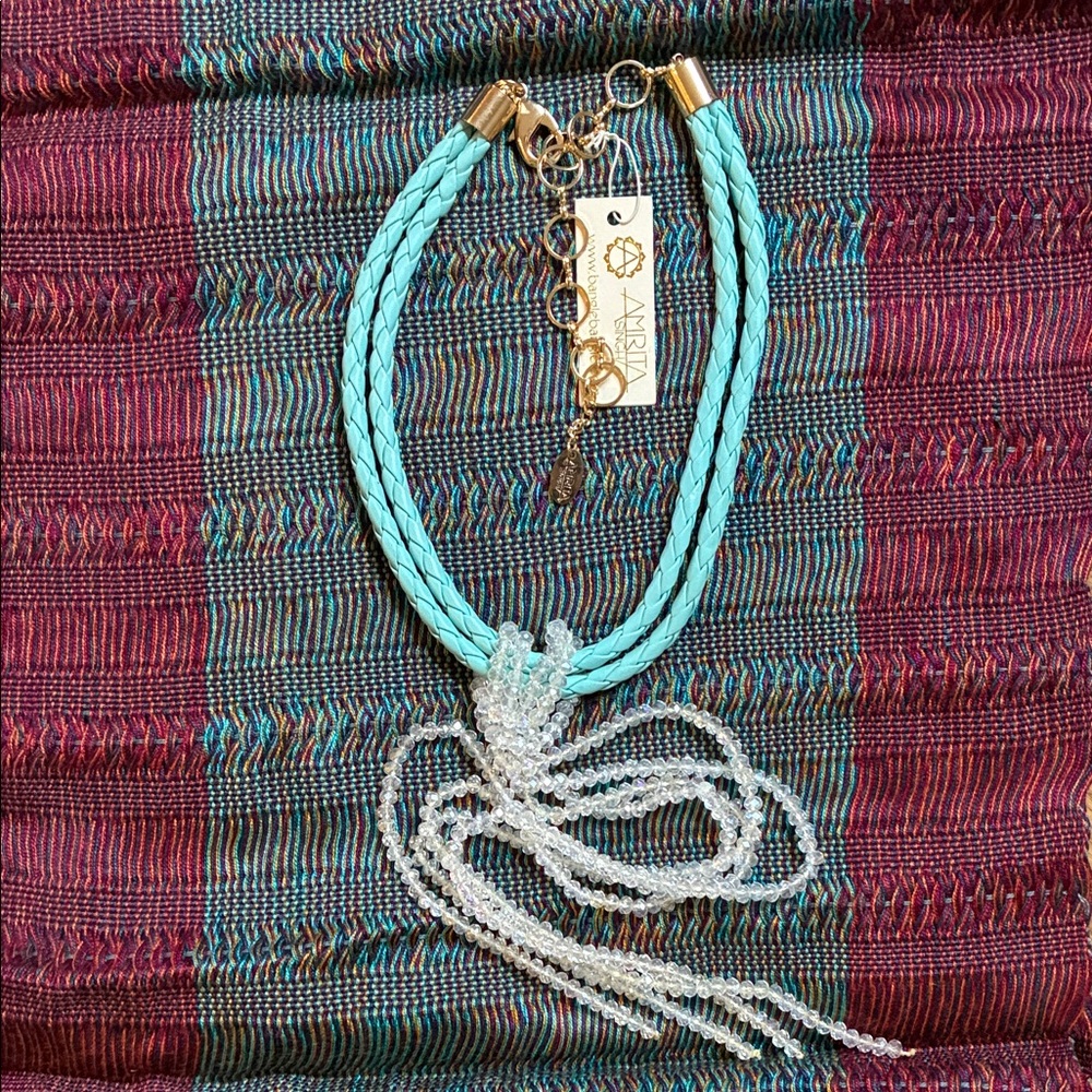 Amrita Singh Turquoise and Gold Braided Necklace